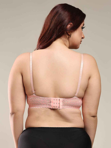Women Peach Plus Size Floral Lace Padded Push-Up Bra With All Day Comfort