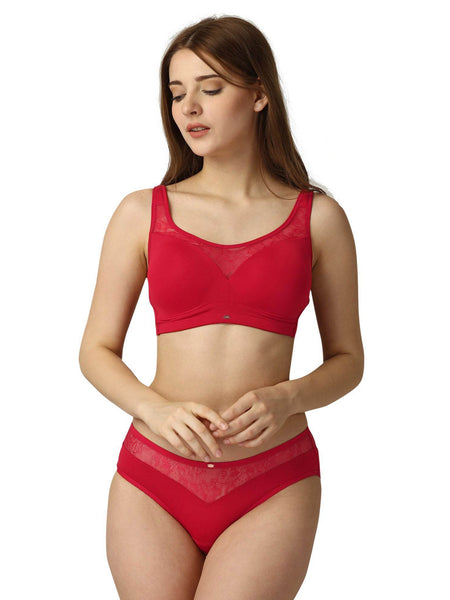 SOIE Woman - Full Coverage Padded Bra and Mid Rise Brief With Lace Detailing - -for Women