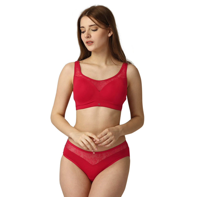 SOIE Woman - Full Coverage Padded Bra and Mid Rise Brief With Lace Detailing - -for Women