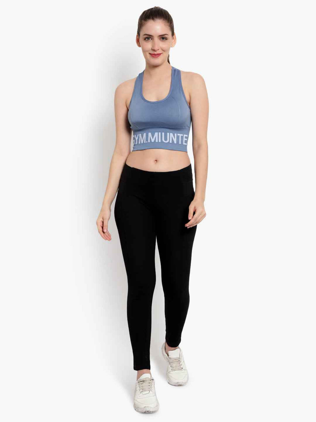 Women Sea Blue Racerback Workout Sports Bra