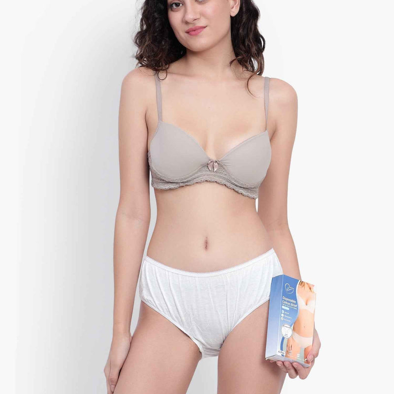 Reusable (Pack Of 4 Panty Set)100%Cotton Disposable Panties for Women