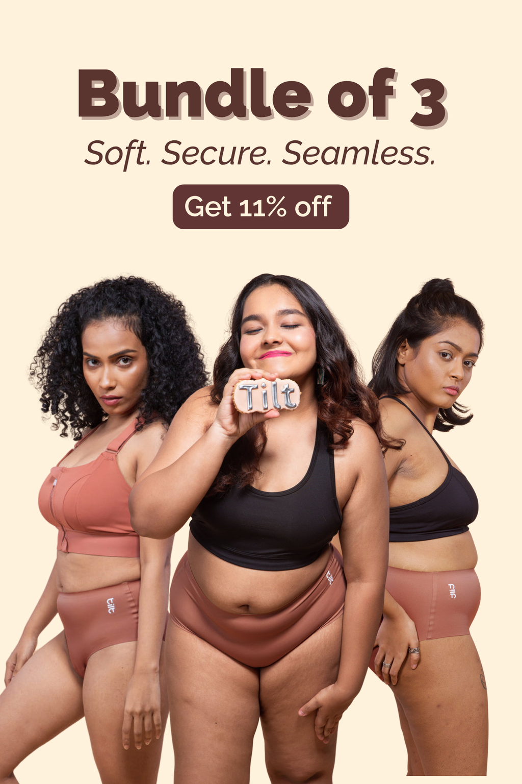 Gulab Rose Gold Seamless Underwear for Women Bundle of 3 | Tilt Intimates