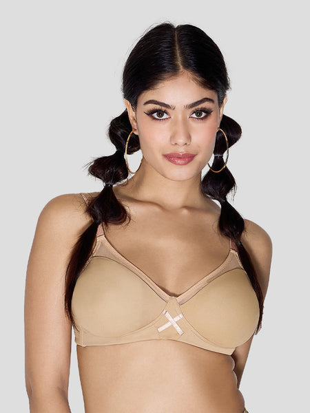 Maroon Trueline Seamless Non-Padded T-Shirt Bra in Caramel – Mid-tone nude everyday bra with active stretch.