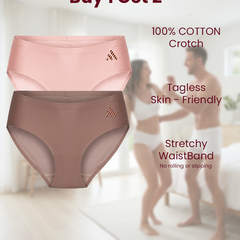 MAROON Find My Skin Tone Airlift Zero Panty Lines Air Light Control Fitted Clothes and Loungewear Low Rise No Show Pantylines Air Skin Feel No-Pressure Bond Seamless Bonded Pack of 2 Panty Combo