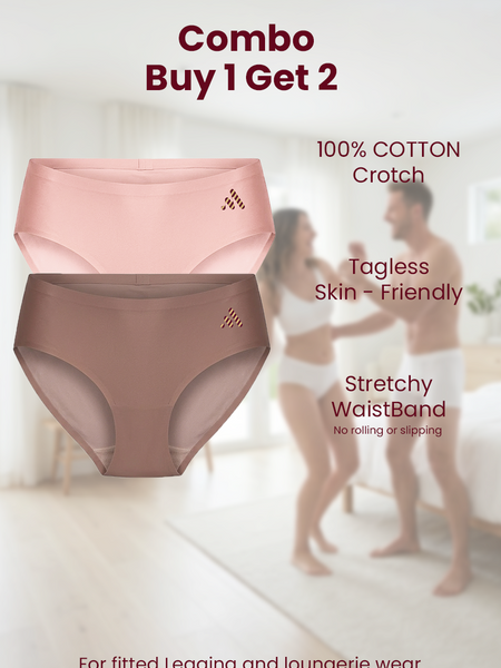 MAROON Find My Skin Tone Airlift Zero Panty Lines Air Light Control Fitted Clothes and Loungewear Low Rise No Show Pantylines Air Skin Feel No-Pressure Bond Seamless Bonded Pack of 2 Panty Combo
