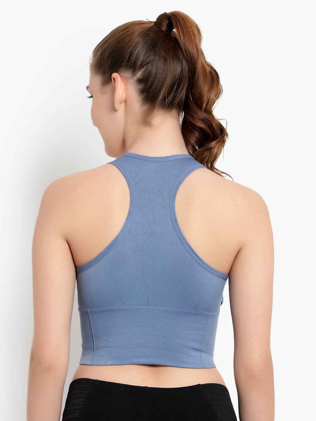 Women Sea Blue Racerback Workout Sports Bra