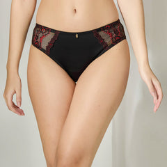 Noir Panty | Polyamide Lace Mid-Rise – Soft, Stretchable Everyday Seamless Hipster Brief