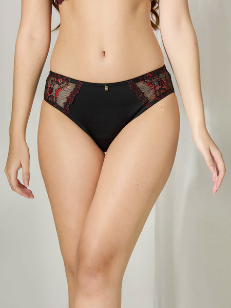 Noir Panty | Polyamide Lace Mid-Rise – Soft, Stretchable Everyday Seamless Hipster Brief