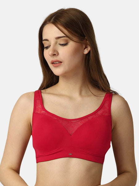 SOIE Woman - Full Coverage Padded Non Wired Lace Detail Cami Bra - -for Women