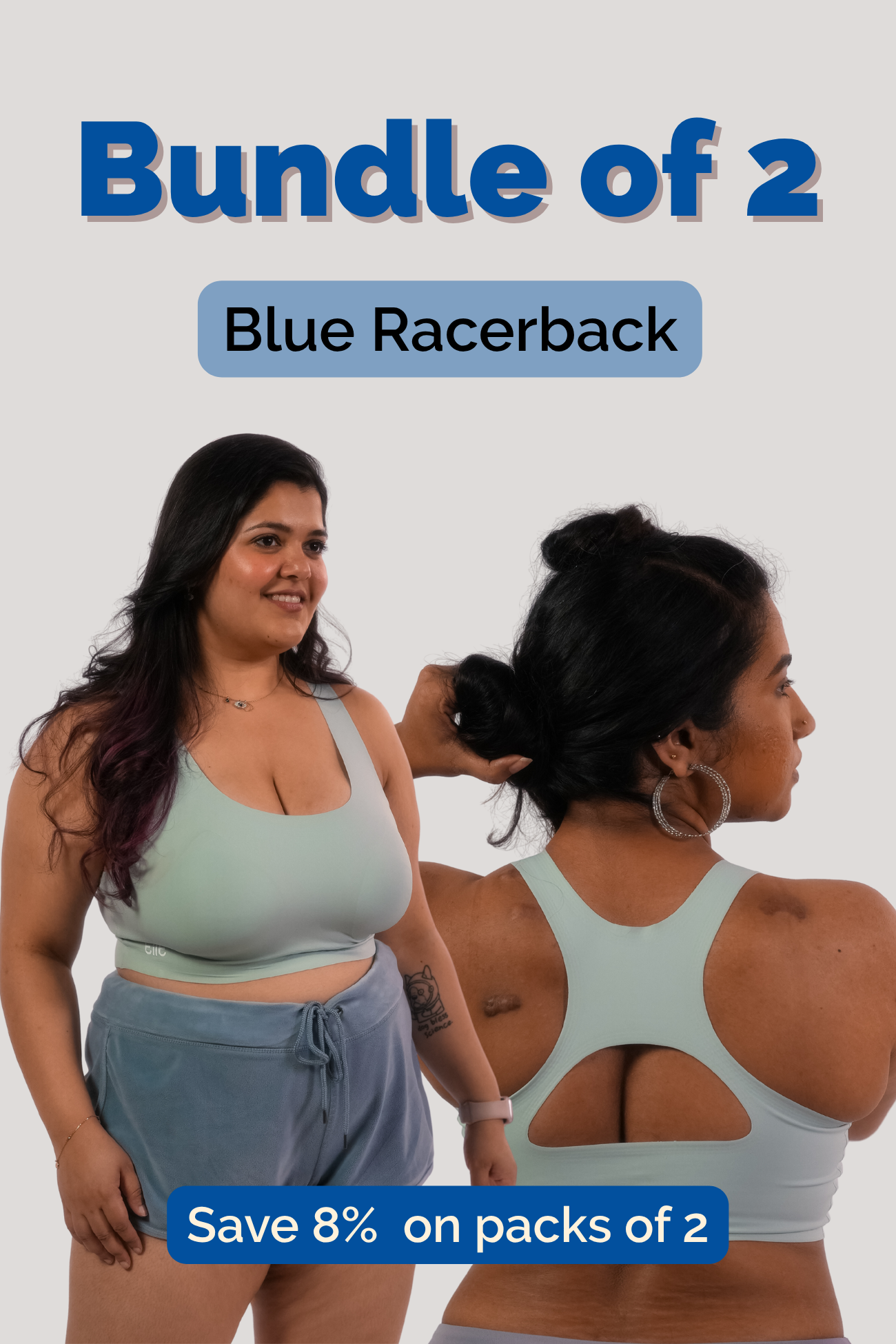 Blue Womens Racerback Bra Bundle of 2 | Tilt Intimates