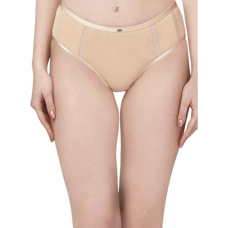 SOIE Woman - High Waist Full Coverage Mesh Panelled Brief - Panty -for Women