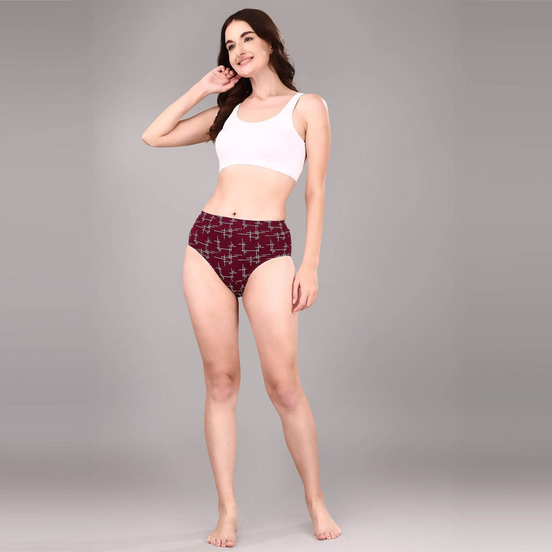 SOIE Woman - High Waist Full Coverage Printed Cotton Briefs (Assorted Pack of 3) - Panty -for Women