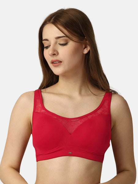 SOIE Woman - Full Coverage Padded Non Wired Lace Detail Cami Bra - -for Women