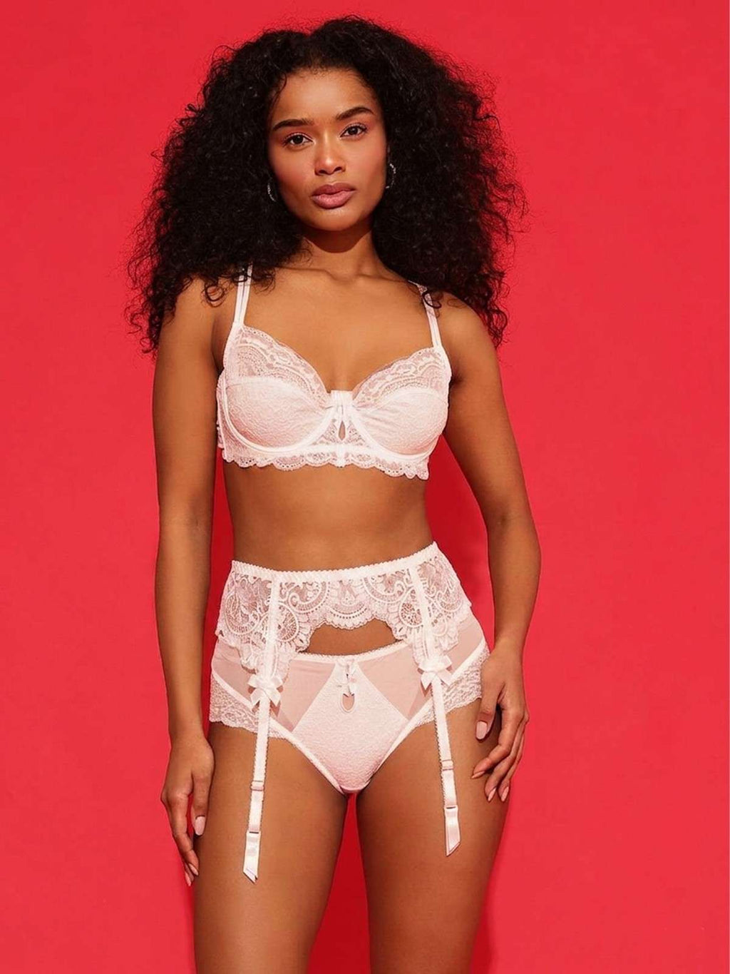 White Lace Garter Belt with Adjustable Straps