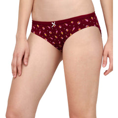 SOIE Woman - Mid Rise Medium Coverage Solid and Printed Cotton Stretch Brief Panty (Pack of 6) - Panty -for Women