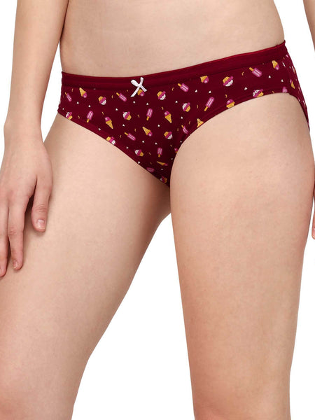 SOIE Woman - Mid Rise Medium Coverage Solid and Printed Cotton Stretch Brief Panty (Pack of 6) - Panty -for Women