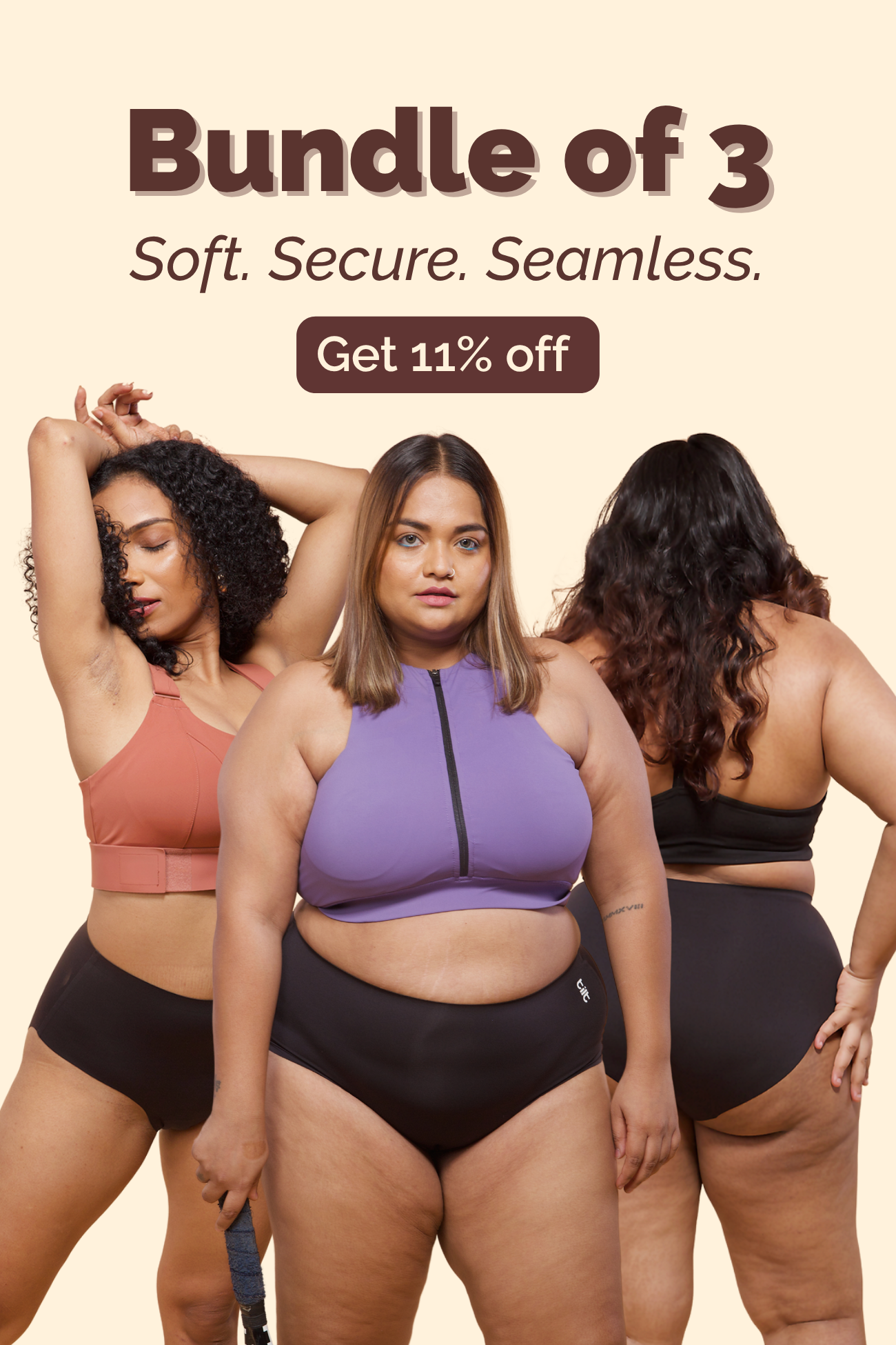 Aero Black Seamless Workout Underwear for Women Bundle of 3 | Tilt Intimates 