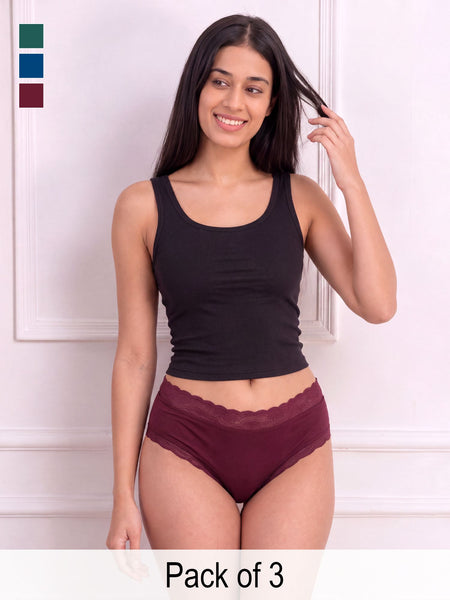 Mid-Rise Hipster Panty -Pack 0f 3