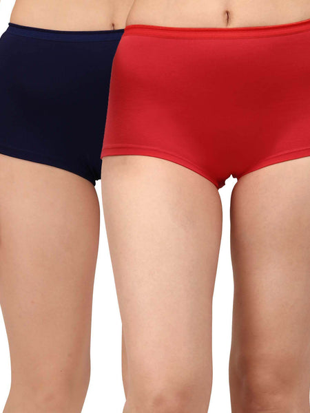 SOIE Woman - High Rise Full Coverage Cotton Spandex Boyshorts (Pack of 2) - Panty -for Women