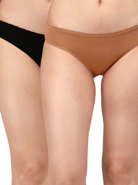 SOIE Woman - COTTON SPANDEX LOW RISE LACE BRIEF (PACK OF 2) - Panty -for Women