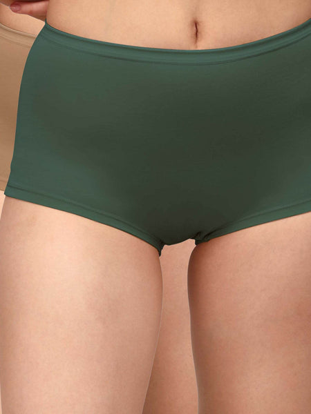 SOIE Woman - High Rise Full Coverage Cotton Spandex Boyshorts (Pack of 2) - Panty -for Women
