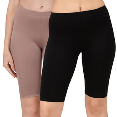 SOIE Woman - Polyamide Spandex Knee Length Cycling Shorts (PACK of 2) - -for Women