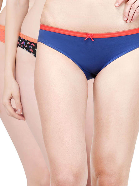 SOIE Woman - Mid Rise Medium Coverage Solid and Printed Cotton Stretch Brief Panty (Pack of 3) - Panty -for Women