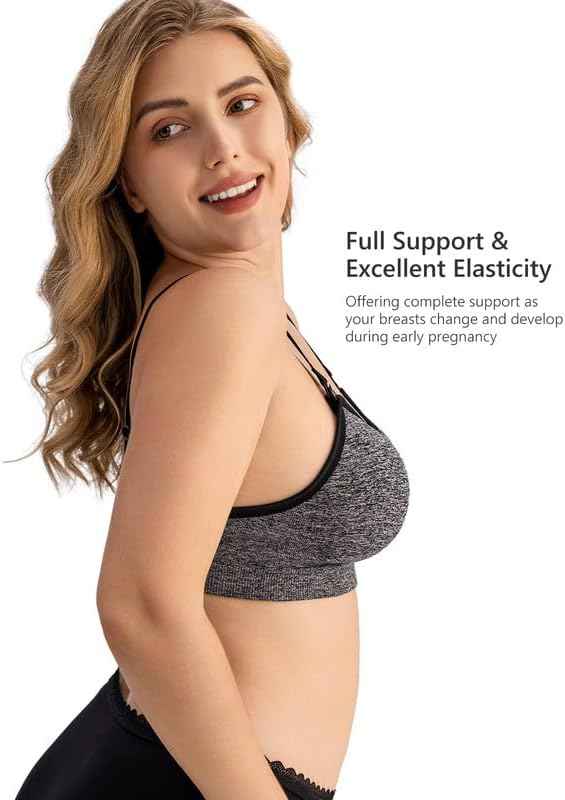 Women Organic Antimicrobial Soft Feeding Full Bust Seamless Nursing, Breastfeeding Maternity Bra with Remove Pads Pack of 3