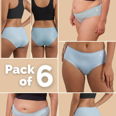 6 Pack - Blue Mid-waist Seamless Underwear
