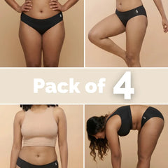 4 Pack - Black Low-waist Seamless Underwear