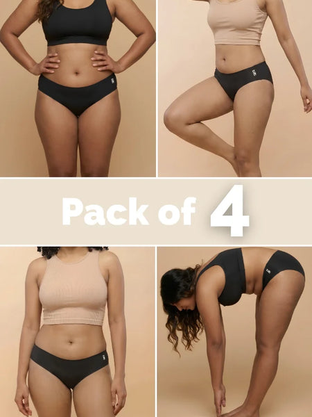 4 Pack - Black Low-waist Seamless Underwear