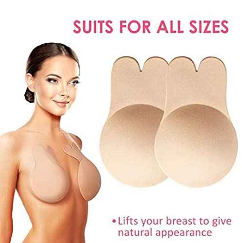Brachy Beige Sticky Adhesive Silicone Invisible Push Up Backless Strapless Nipple Cover Bra