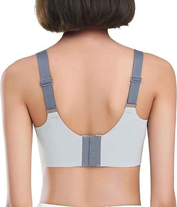 Plus Size Grey Padded Light Support Wireless Bra, Seamless Soft Bralette, for Sleep, Yoga and Everyday