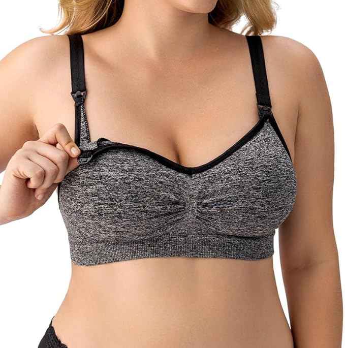 Women Organic Antimicrobial Soft Feeding Full Bust Seamless Nursing ,Breastfeeding Maternity Bra with Remove Pads Pack of 3