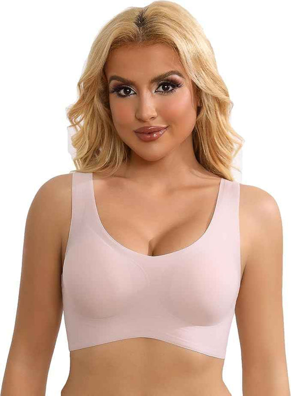 Pullover Wireless Bras for Women, Seamless Full Coverage U Neck No wire T-Shirt Bra