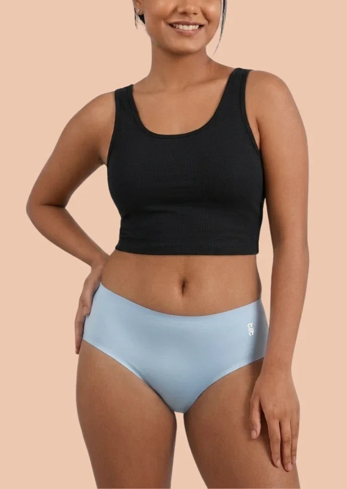3 Pack - Blue Mid-waist Seamless Underwear