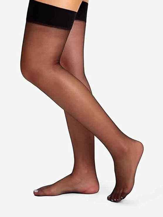 Women's Women's Ultra Thin Transparent Knee Length Stocking Socks (black)