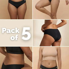 5 Pack - Black Low-waist Seamless Underwear