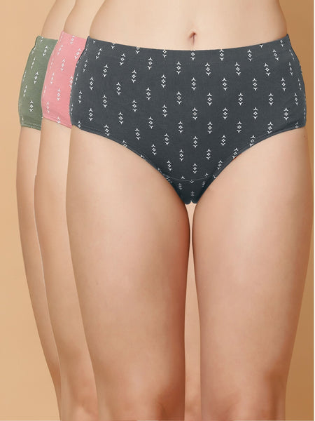 Tummy-Smoothing Printed High Waist Cotton Briefs – Pack of 3