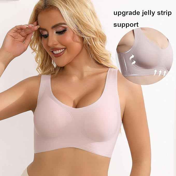 Pullover Wireless Bras for Women, Seamless Full Coverage U Neck No wire T-Shirt Bra