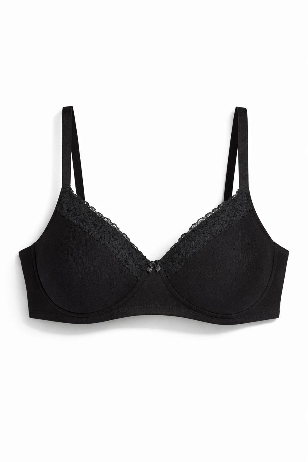 Munns & Mars Pack of 2 Cotton Lightly Padded T-Shirt Bra Sky Blue and Black