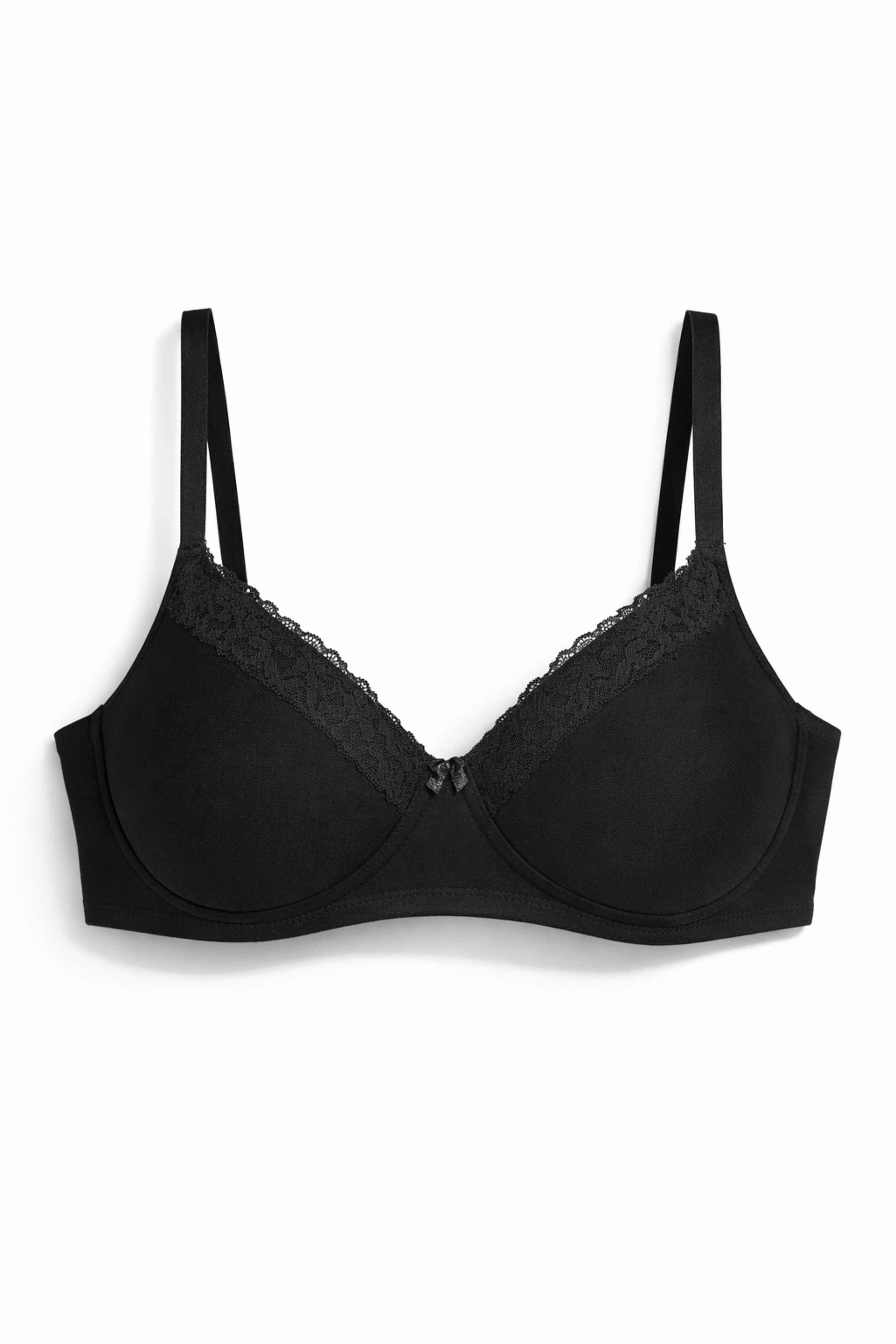 Munns & Mars Pack of 2 Cotton Lightly Padded T-Shirt Bra Sky Blue and Black