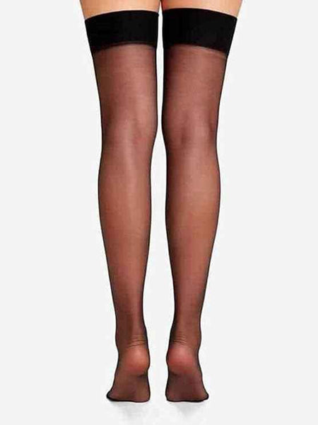 Women's Women's Ultra Thin Transparent Knee Length Stocking Socks (black)