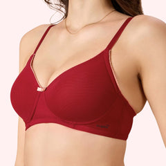 Miley Lace Trim Bra –  Wire-Free Comfort. Power Net, Super Soft Cups & Breathable Mesh Wings