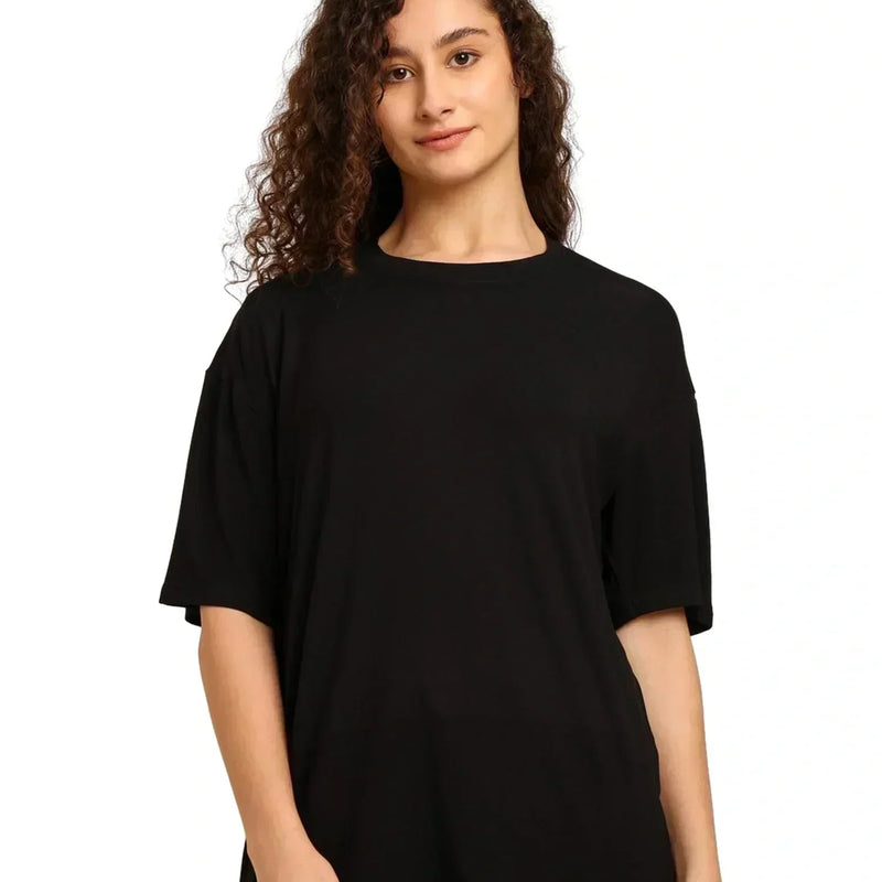 Women Black Oversized Bamboo T-Shirt – Soft, Breathable & Sustainable