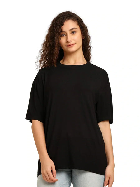 Women Black Oversized Bamboo T-Shirt – Soft, Breathable & Sustainable