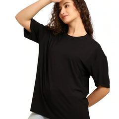 Women Black Oversized Bamboo T-Shirt – Soft, Breathable & Sustainable
