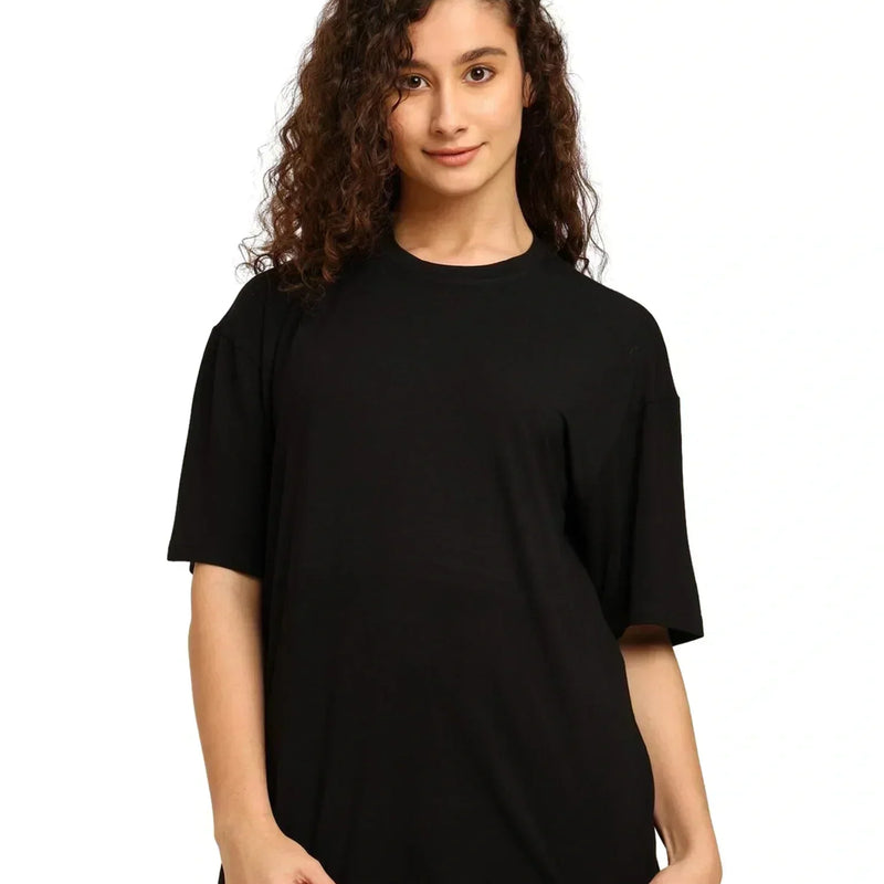 Women Black Oversized Bamboo T-Shirt – Soft, Breathable & Sustainable