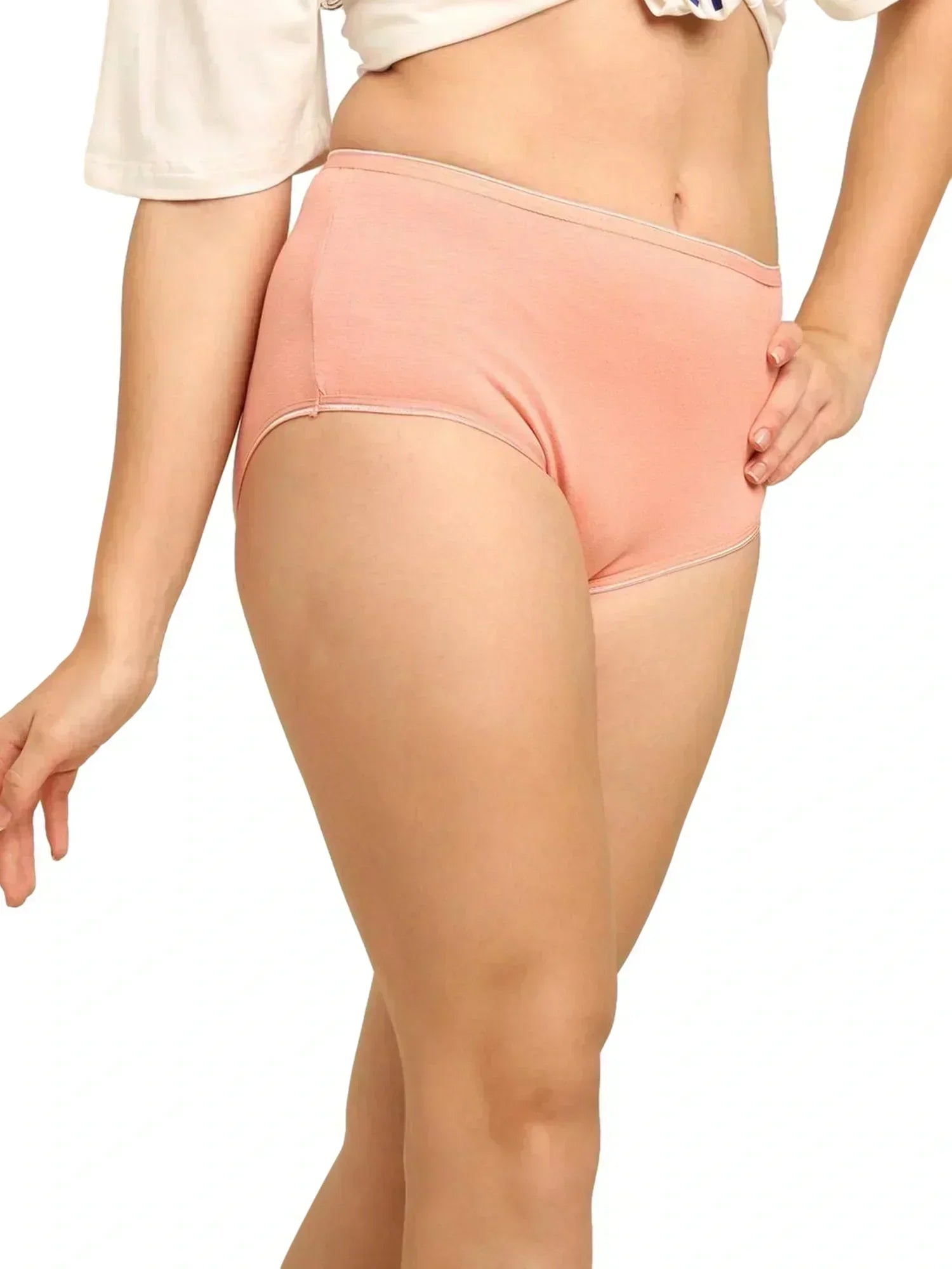 Bamboo Fabric Women's Hipster Panty | Peach and Black | Set of 2