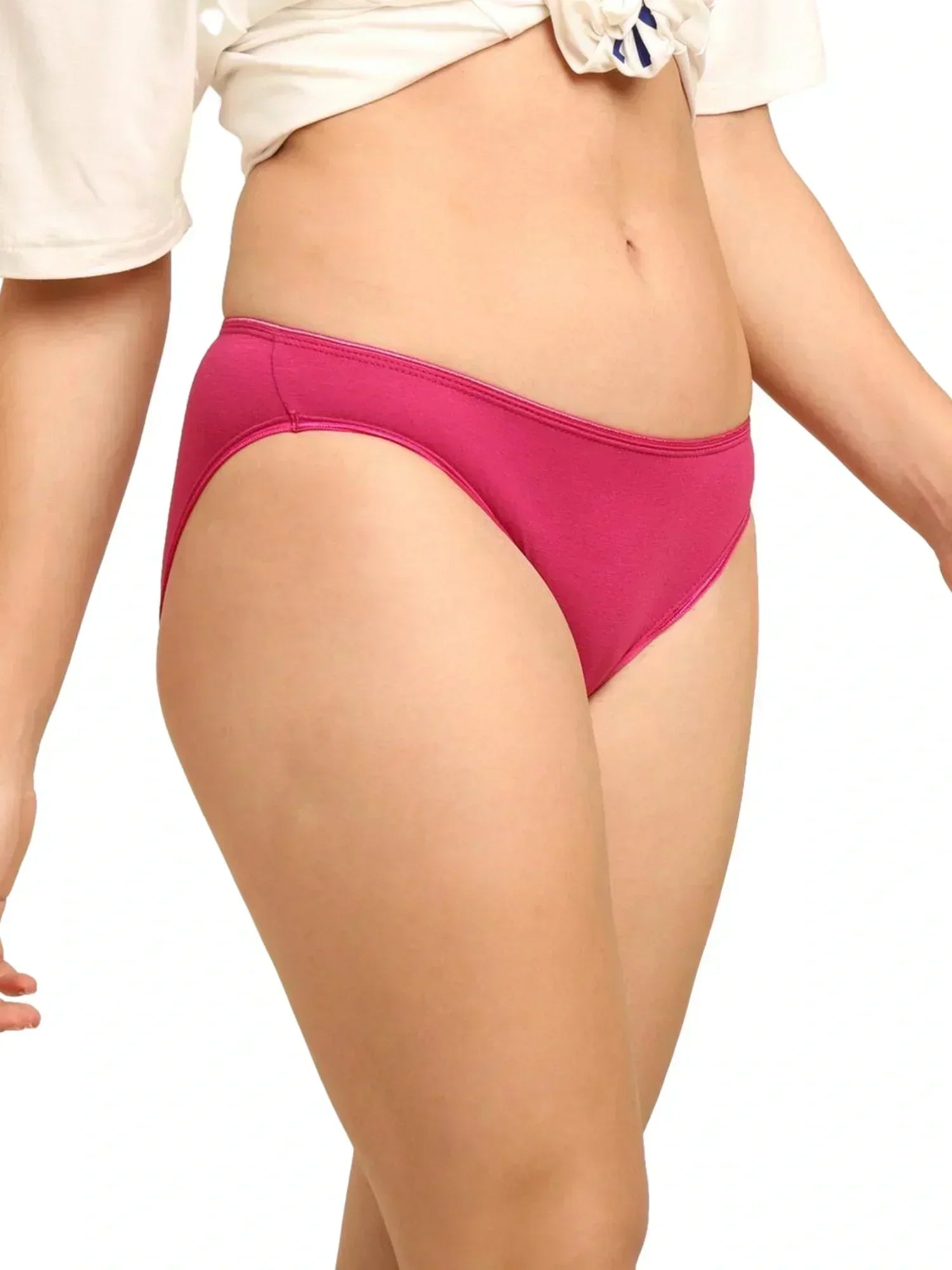 Bamboo Fabric Low Rise Bikini Panty – Fuchsia & Black | Pack of 2